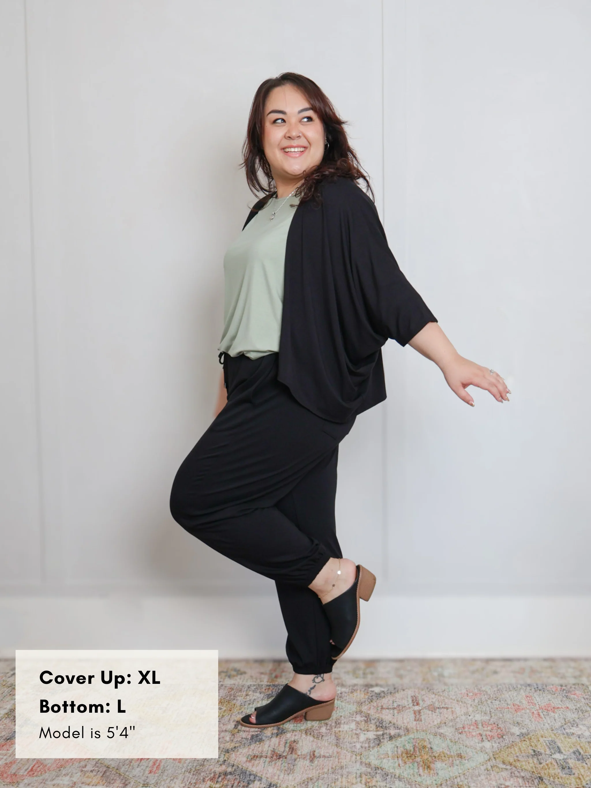Joni Cover Up - Black Rayon Jersey - Image 5