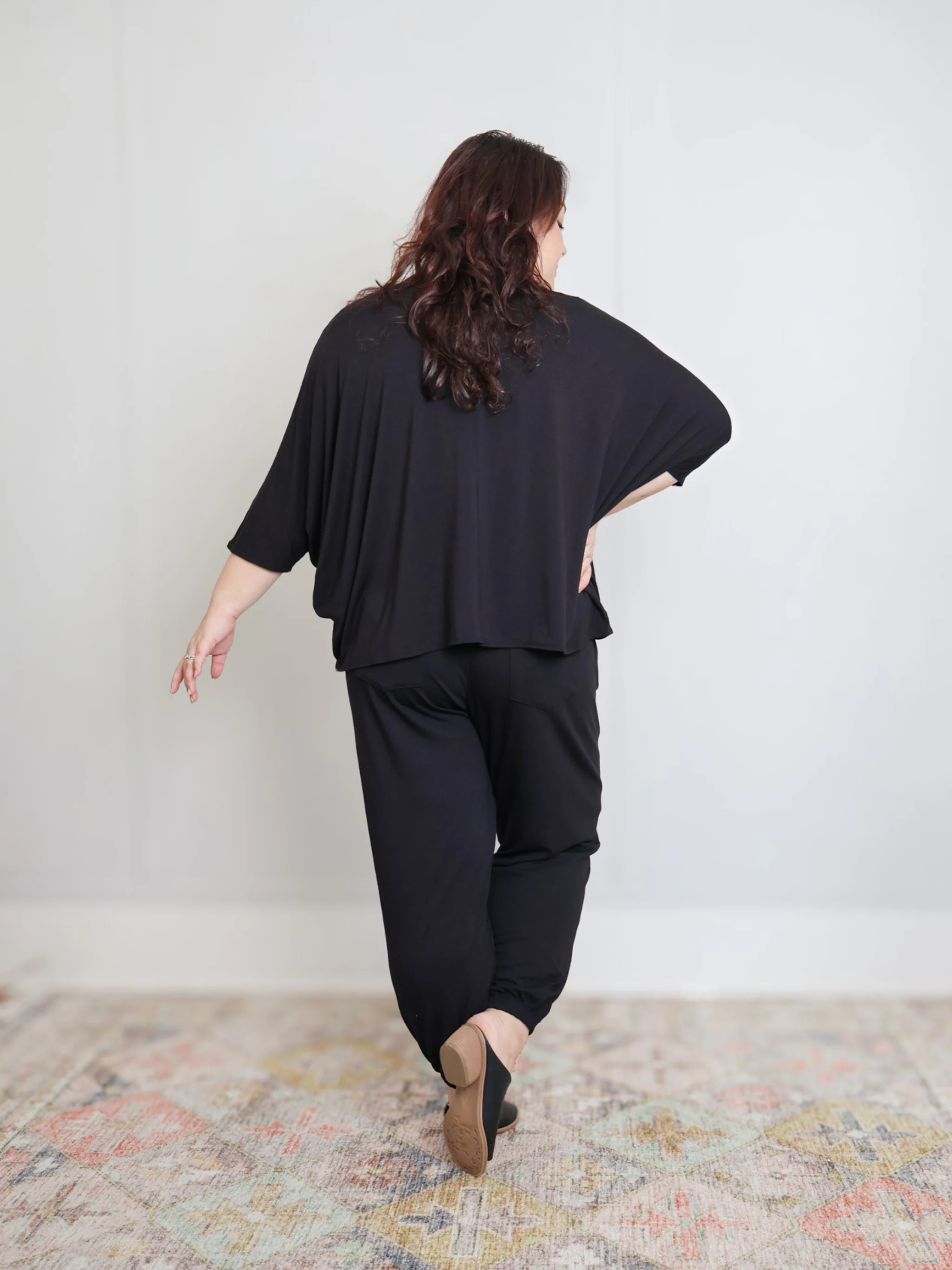 Joni Cover Up - Black Rayon Jersey - Image 6